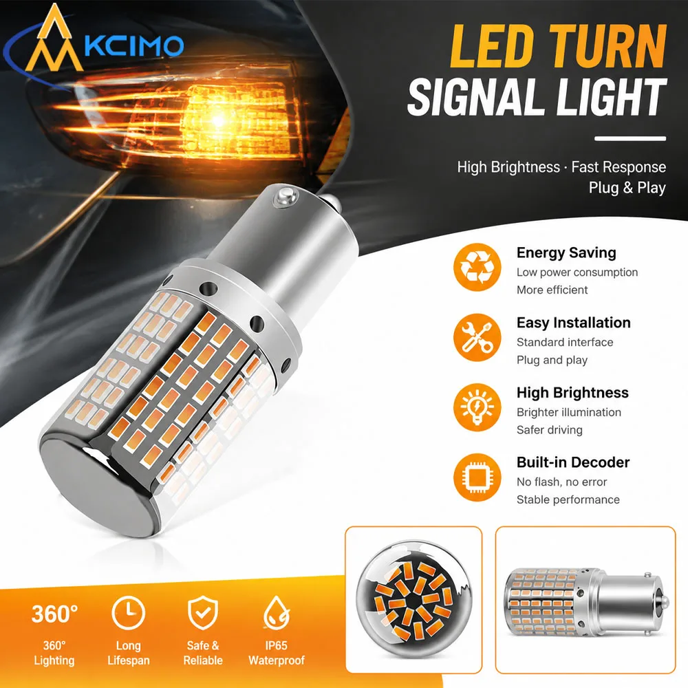 2PCS High Bright Amber Car Turn Signal Light Bulb, Quick Installation Blinker Replacement Auto Lamp Accessories