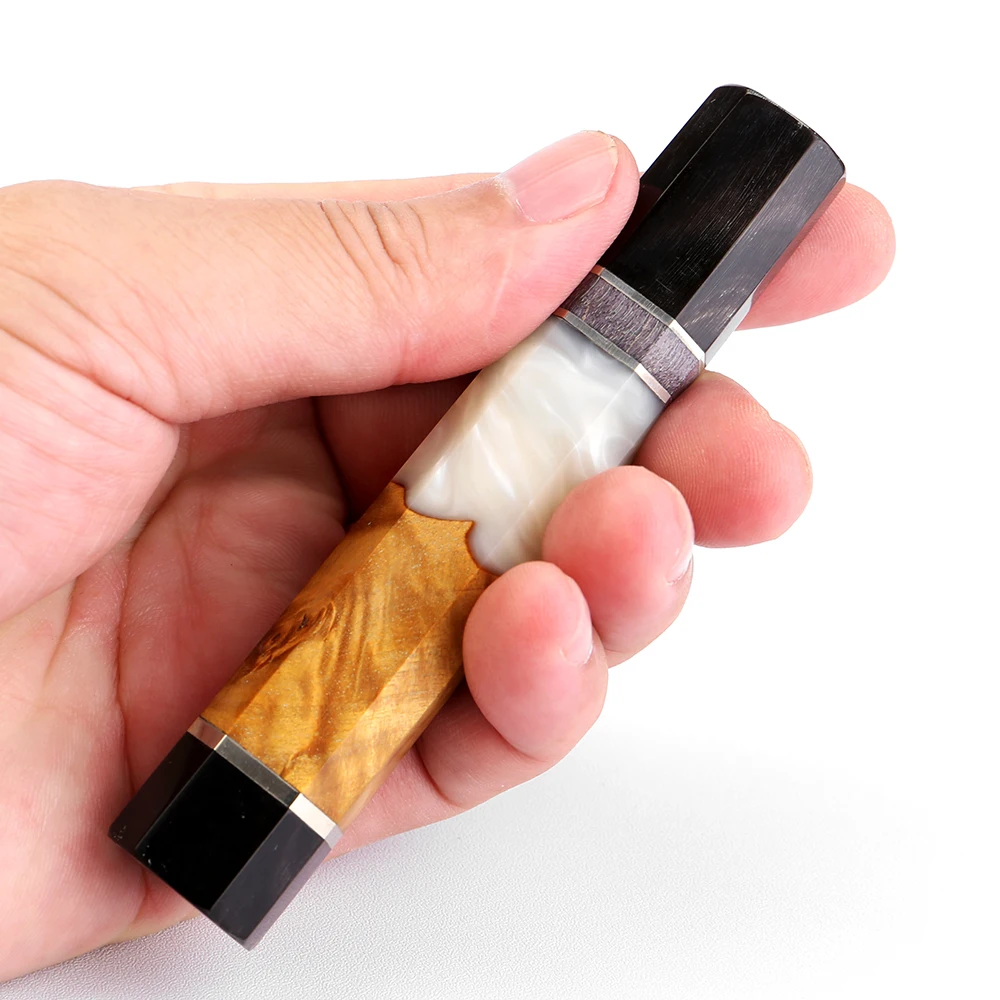 Chef Knife Blank DIY Replacement Octagonal Handle Stabilized Wood & Resin & Black Cowhorn Material For Japanese Kitchen Knives image 6