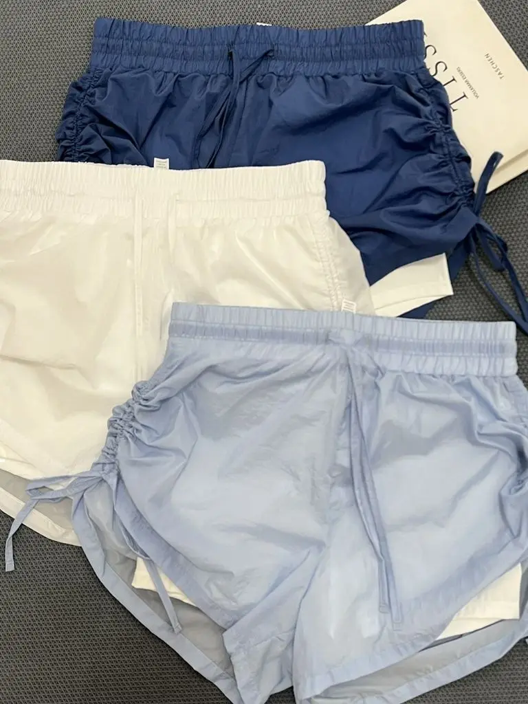 Ultra-Thin Breathable Sporty Shorts with Inner  Dual-Sided Drawstring Casual High-Waisted Straight-Leg Polyester Shorts