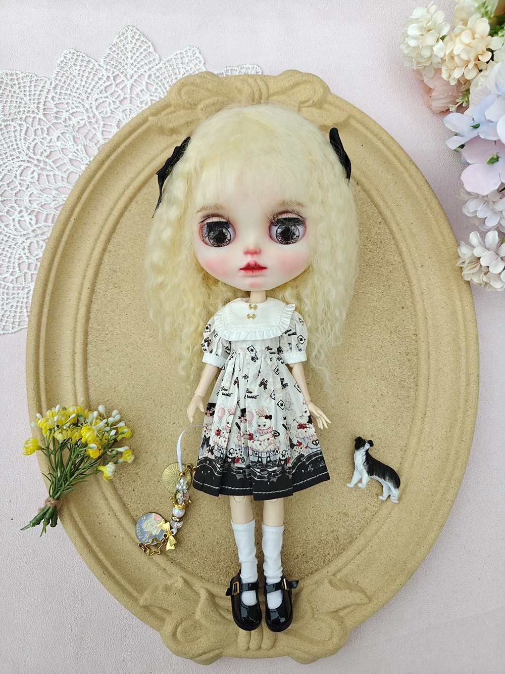

ICY DBS одежда для куклы Blythe, платье для куклы Blythe, милое черное платье OB22 OB24 AZONE, аксессуары, игрушки для кукол Blythe для девочек