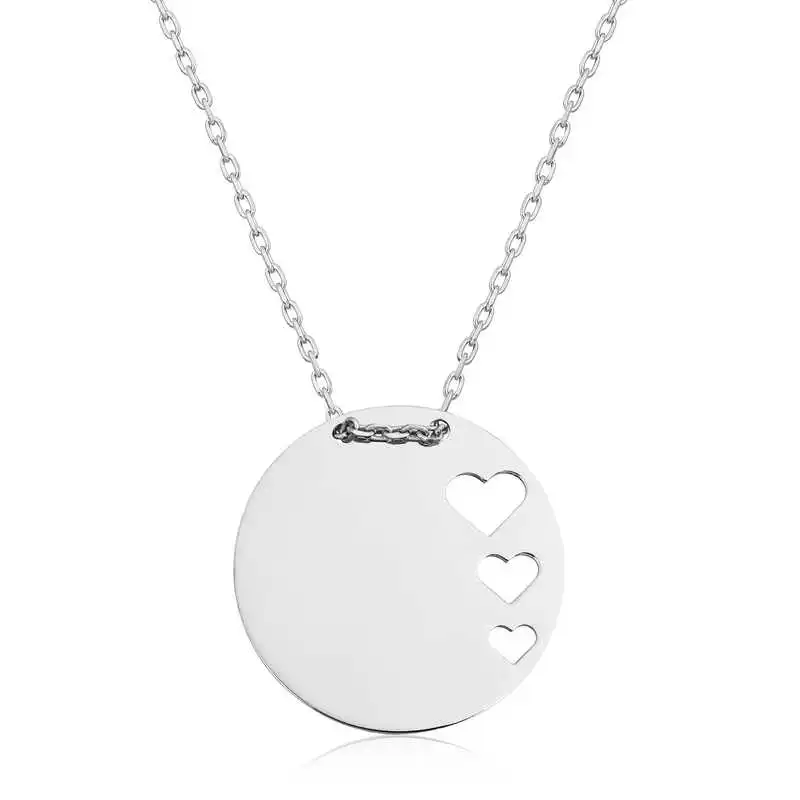 Silver Circle Heart Women's Necklace 925 Sterling Women Fine Jewelry Wedding Party Birthday Gift - Box - Pendant - Chain choker