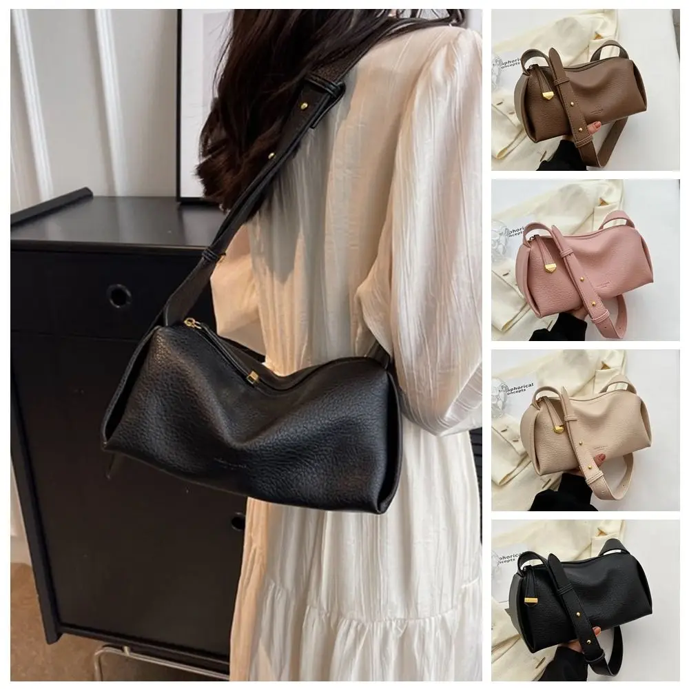 Large Capacity Lichee Pattern Crossbody Bag Pillow Bag Korean Style PU Dumpling Bag Shopping Bag Mommy Bag Shoulder Bag