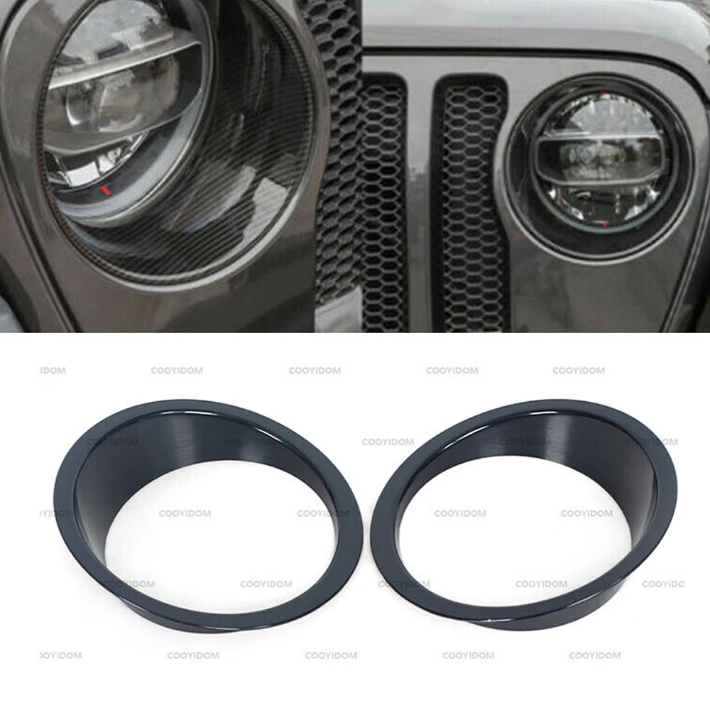 1 Pair Carbon Fiber Front Headlight Cover Trim ABS Carbon For Jeep Wrangler JL JT Gladiator 2018 2019 2020 2021 2022