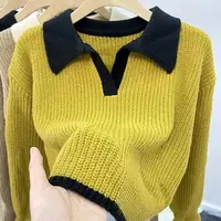 Sweater Knitted Polo Autumn Winter Korean Edition Lazy Style Soft Glutinous Outer Loose