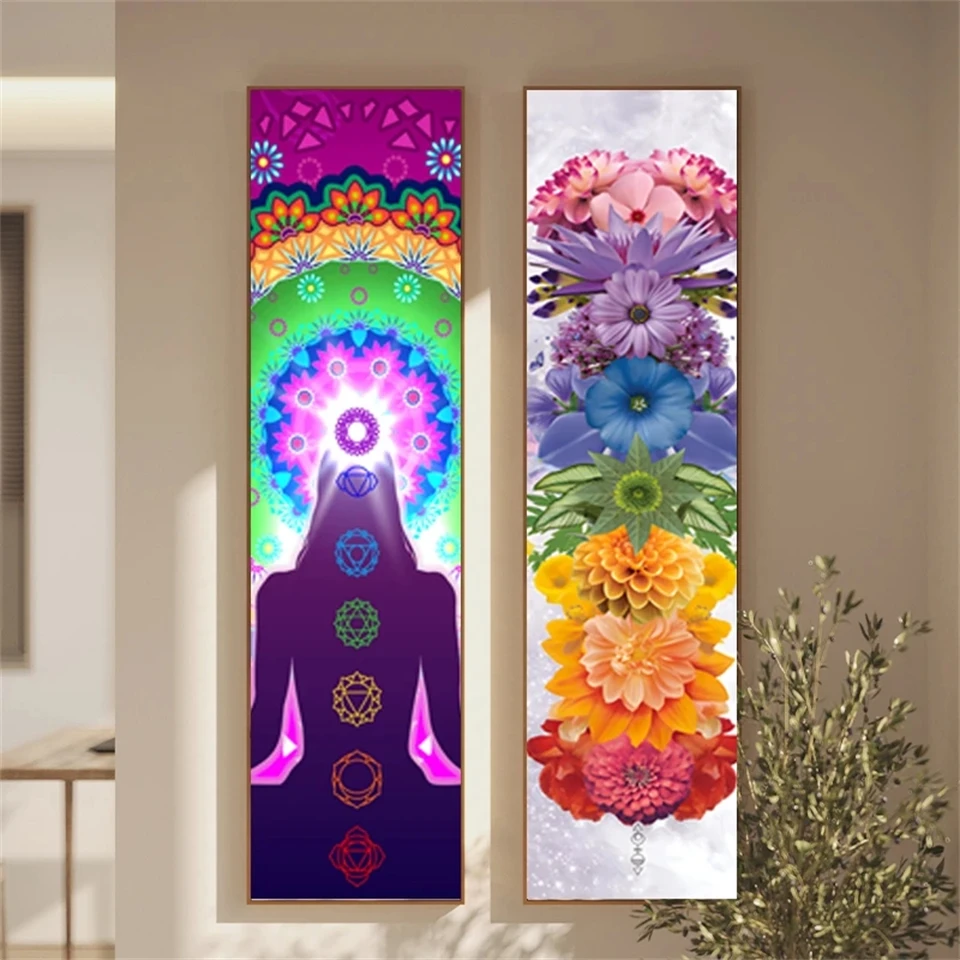 AB Northern Lights Large Diamond Painting Bohemian Seven Chakras Multicolor Planet Butterfly Flower 5D Full Picture Home Decor