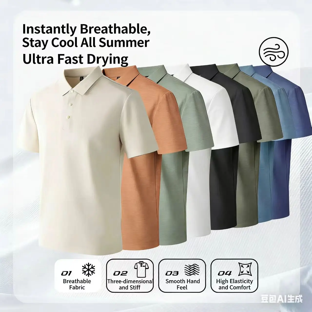 Premium Columbia Herren-Poloshirt, Nahtloser Eisseide-Stoff, Ultra-Weich und Kühlend, Leichtgewichtig, Vielseitig für Büro & Outdoor
