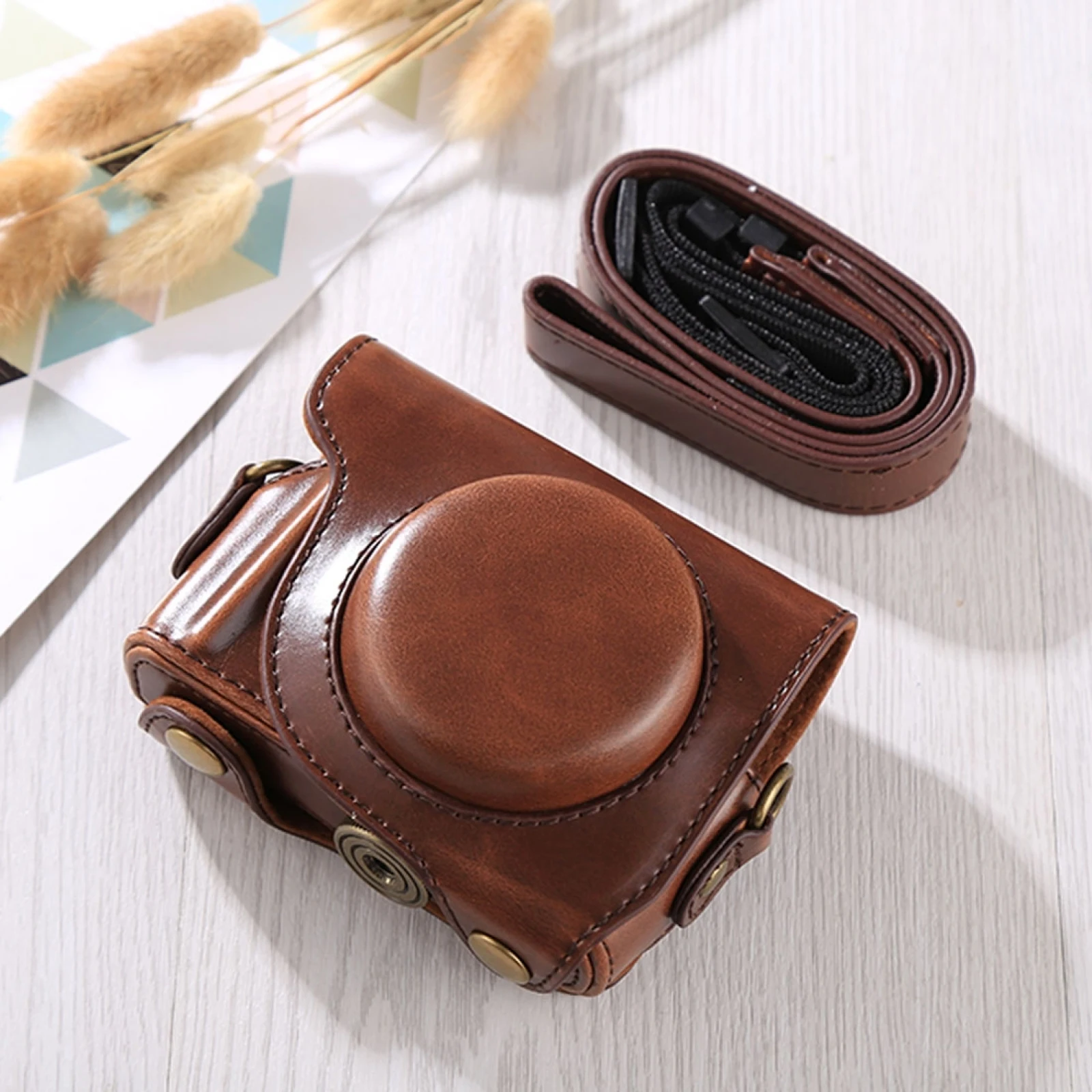 Full Body กระเป๋ากล้องหนัง PU กระเป๋าสำหรับ Canon G9X / G9X II กรณีกระเป๋าครอบ