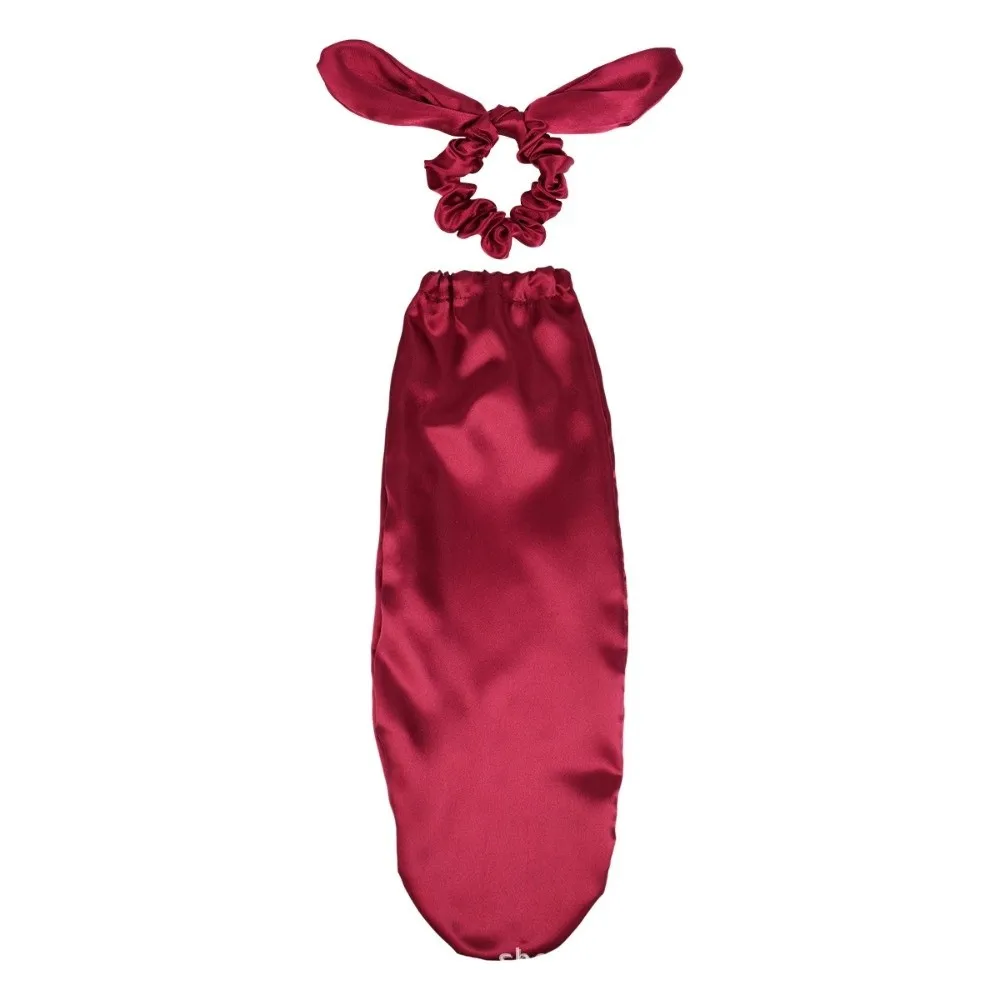 

Fashion Satin Sleeping Cap with Hair Tie Soft Hair Nourishing Bag Long Hair Bonnet for Daily Use Nighttime