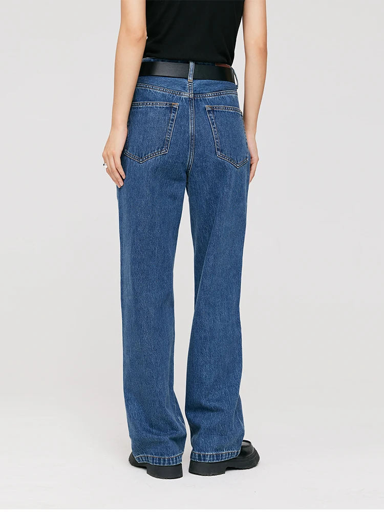 

No 93 винтажные темно-синие прямые джинсы с высокой талией, свободные женские джинсовые брюки, длинные утягивающие летние брюки длиной до пола, Новое поступление