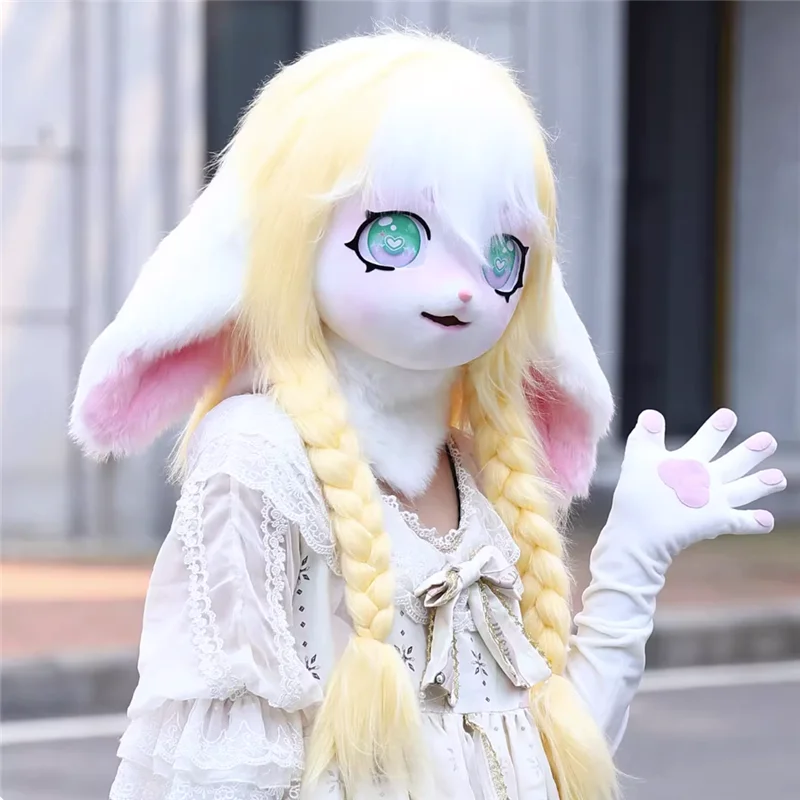 Masque de tête de fourrure d'animal, masque de chat en peluche de renard, accessoires de Costume pour Halloween, accessoires de spectacle de fête Cosplay, cadeaux pour enfants