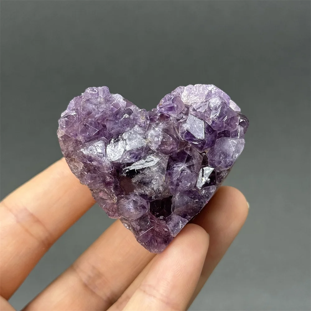 Natural Purple Amethyst Cluster Heart Shaped Thick Amethyst Geode Crystal Healing Reiki Witchcraft Meditation Energy Home Decor