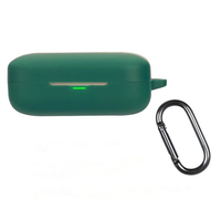 For Realme Buds Air 7 Pro Protective Case Wireless Earbuds Silicone Cover with Anti-Lost Buckle - Blackish Green