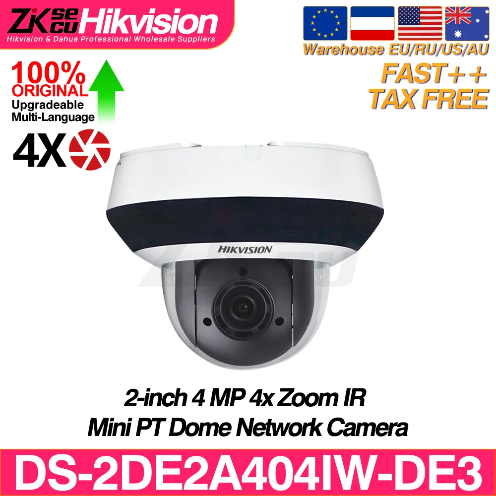 Hikvision PTZ 4MP IP Camera DS-2DE2A404IW-DE3 IR PoE Security Camera Built-in MIC 4X Optical powered-by-DarkFighter technology