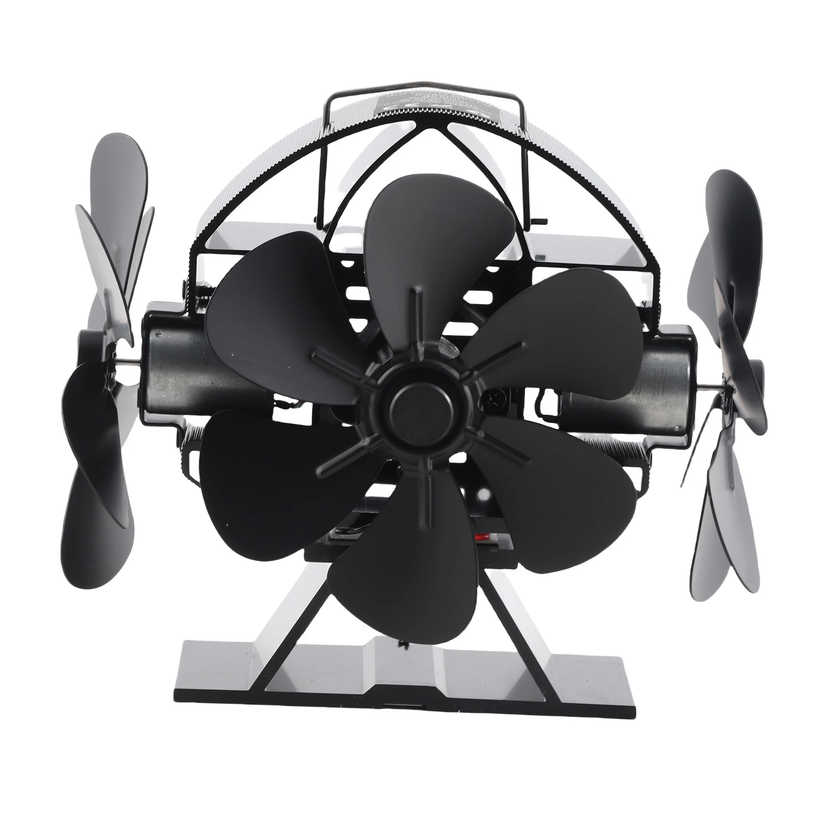 Heat Powered Stove Fan 3 Heads 18 Blade Aluminum 270 Degree Blowing Fireplace Fan with Protective Cover Handle