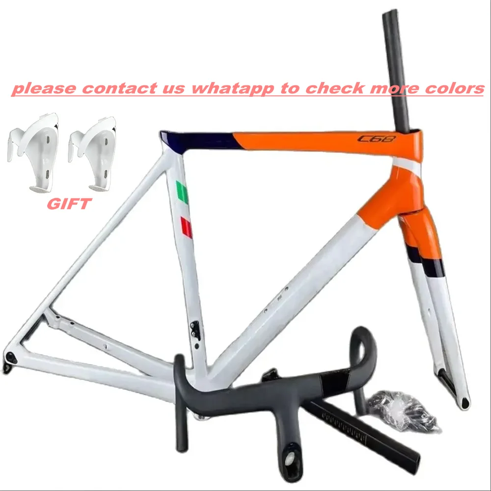 

Disc Brake Orange C68 Framekit Carbon Road Frames Glossy Matte with Handlebar 20 colors