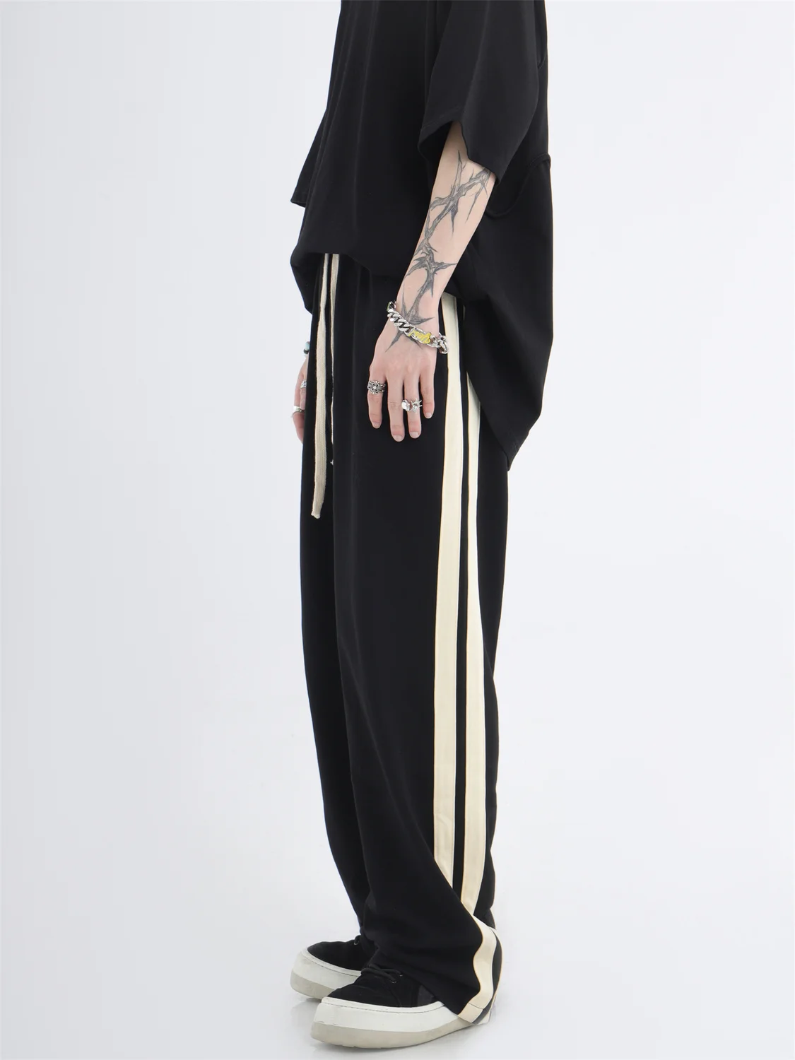 Parallel Striped Casual National Trend Couple Hip-hop Classic Versatile Straight Sports Men American Sports Pants