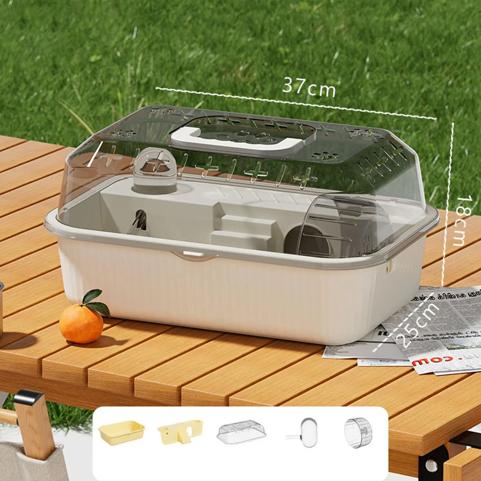 Small Pet Container Hamster Carry Case Cage for Gerbils Hedgehog Guinea Pigs Beige