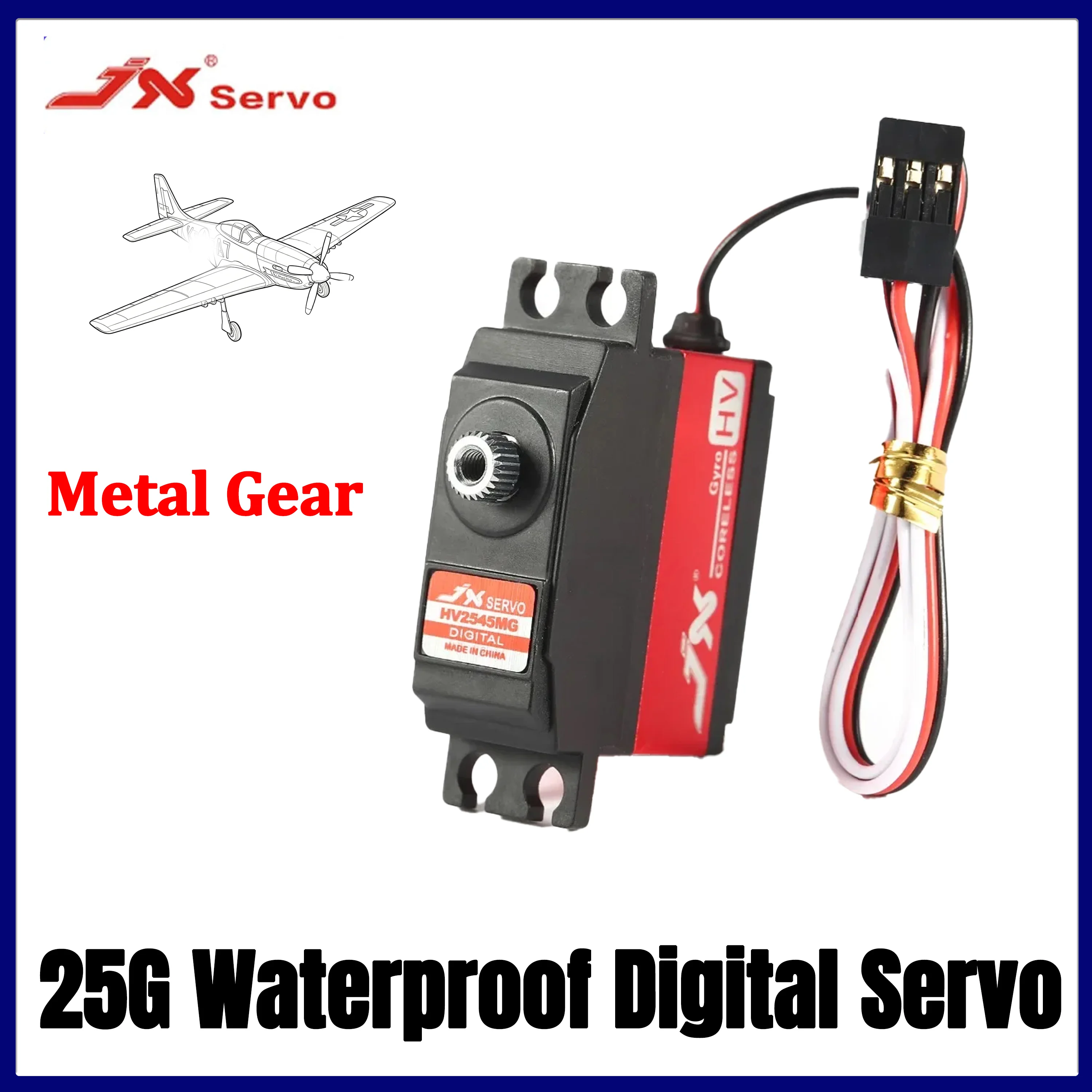 

JX 25g Waterproof Digital Servo Metal Gear HV Coreless Motor for RC Airplane Fixed-wing Racing Drone Helicopter Toy Accessories