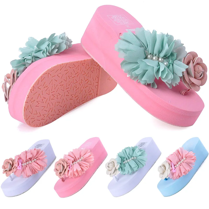 Shoes Women Slippers Flat Flower Slides Med Butterfly-Knot Rubber Flip Flops Fashion Platform Shale Female Beach Soft Hawaiian