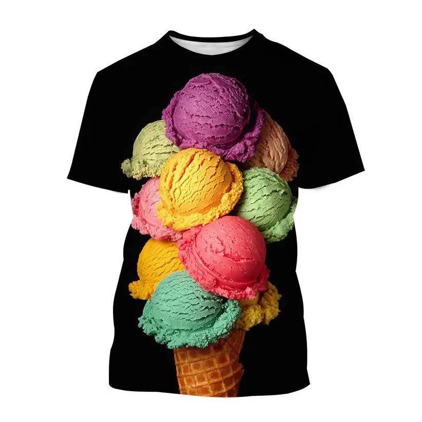 Summer New Delicious Food Ice Cream 3d Printing Men's Women's Children's T-shirt Casual Street Style Breathable Light Sports Top