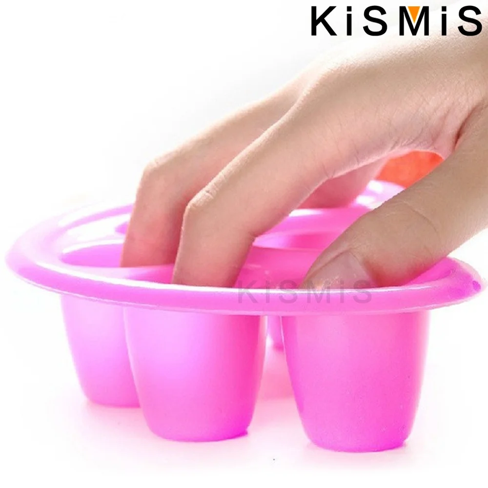 KISMIS Remove Nail Polish Soak Five Finger Soak Bowl for Nails Soak Off Gel Remover Bowl Manicure Nail Art Gel Remover Tool