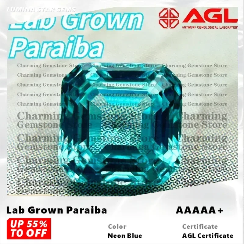 

Lab Grown Paraiba Asscher Cut Gemstone for DIY Jewelry Making Ring Necklace Bracelet Inlay Lab Created Paraiba Tourmaline Lab