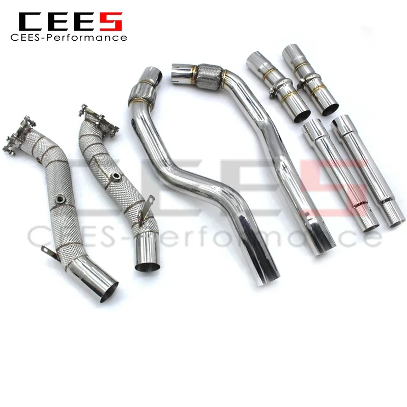 

CEES SS304 Performance Exhaust Downpipe For Audi S8 4.0T 2013-2016 tuning Car Exhaust System Catless downpipe without catalyst