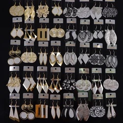 10Pair/Lot New Korean Leaves Bohemia Pendant Long Hook Earrings Women Fashion Trendy Flower Mix Style Wedding Jewelry Party Gift