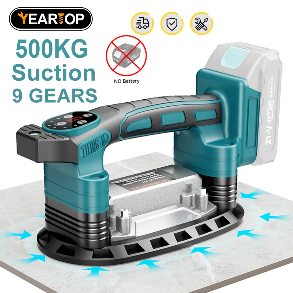 

YEARTOP 9 Speed Tile Laying Machine 500KG Tile Vibration Leveling Machine Cordless Tile Shaker Power Tool for Makita 18V Battery