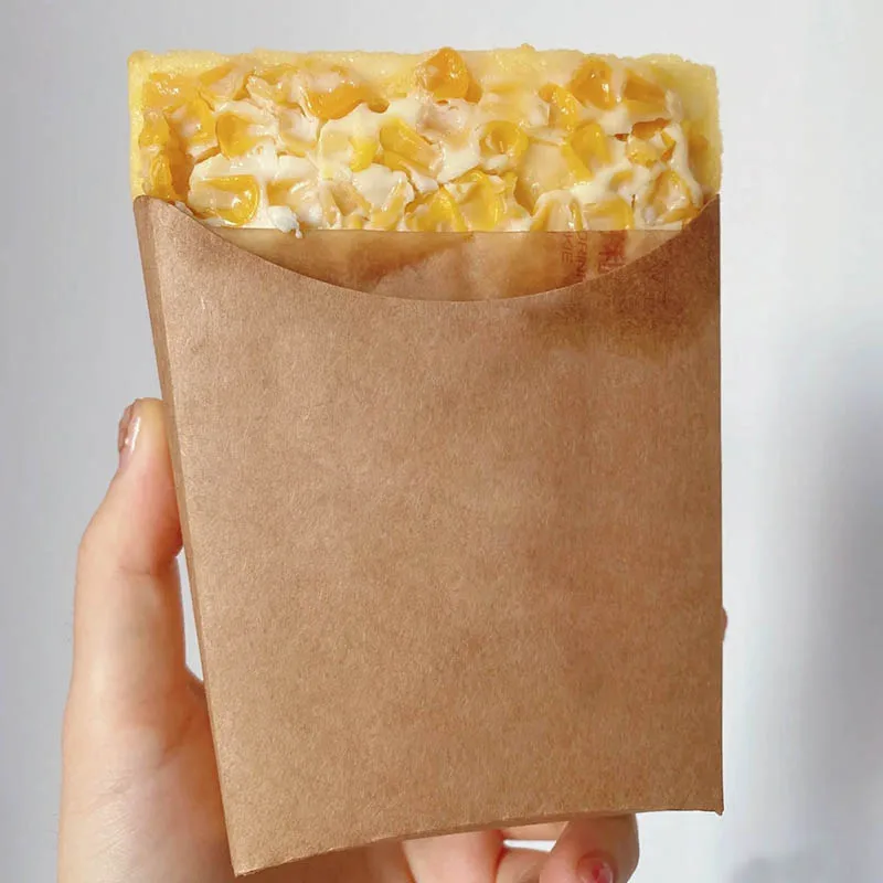 100pcs Corn Cheese Sandwich Paper Box Toast Baking Bread Donut Packaging Container for Children Breakfast Lunch Supplies