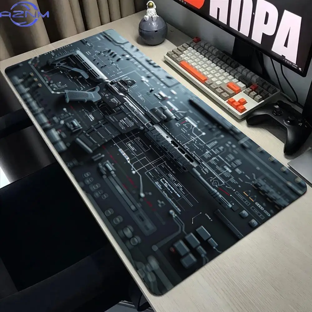 Gun parts assembly Large Mouse Pad XXL Desk Mat Non-Slip Rubber Base Gaming Keyboard and Mouse Stitched Edges for Home and game