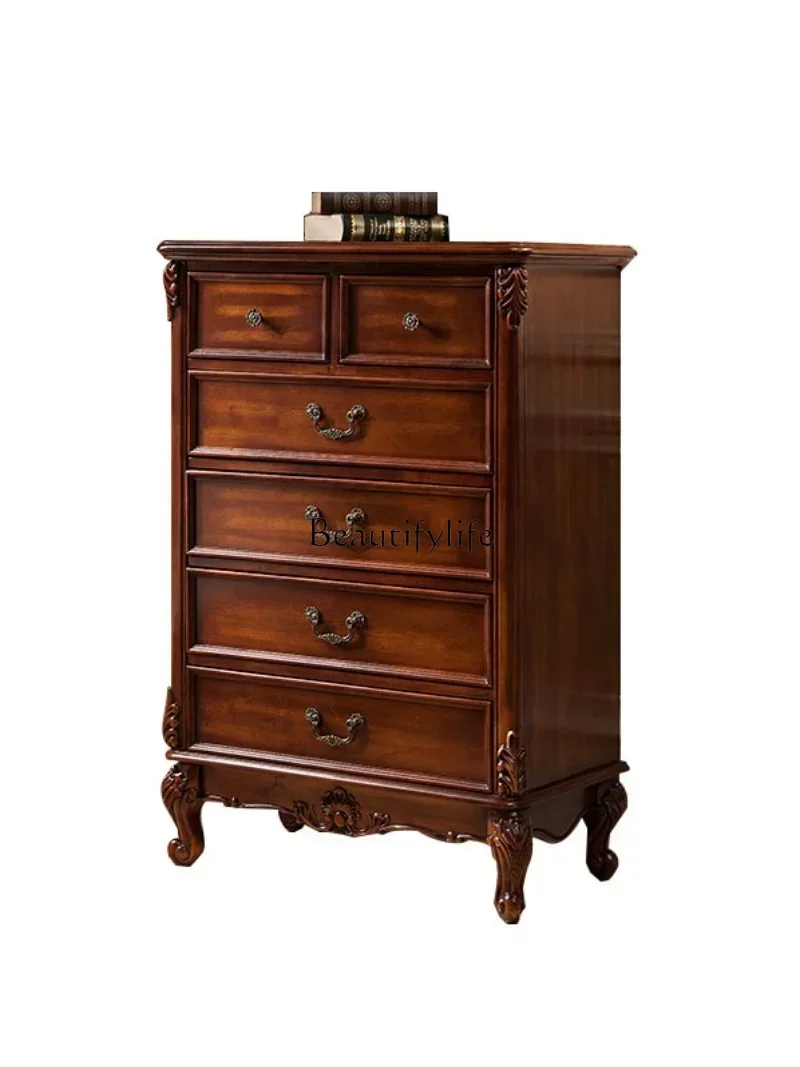 

23European-Style Solid Wood Six-Drawer Cabinet Wall-Mounted Drawer Storage CabinetL