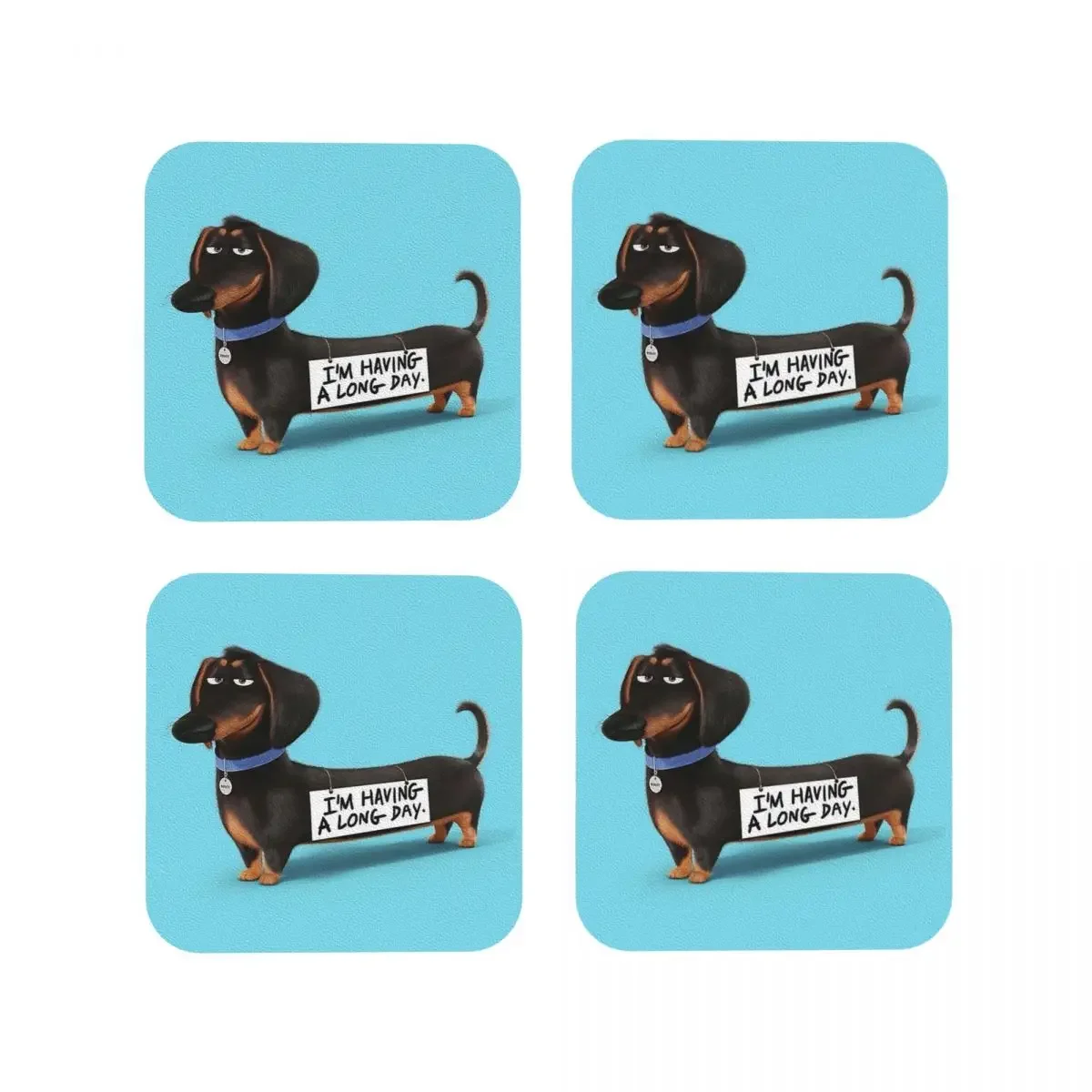 Dachshund Dog Funny Pupy Coasters Coffee Mats Set of 4 Placemats Mug Tableware Decoration & Accessories Pads for Home Kitchen