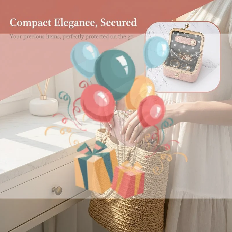 Women's Mini Jewelry Box Kiss Lock Coin Bag Travel Ring Box For Storing Earrings