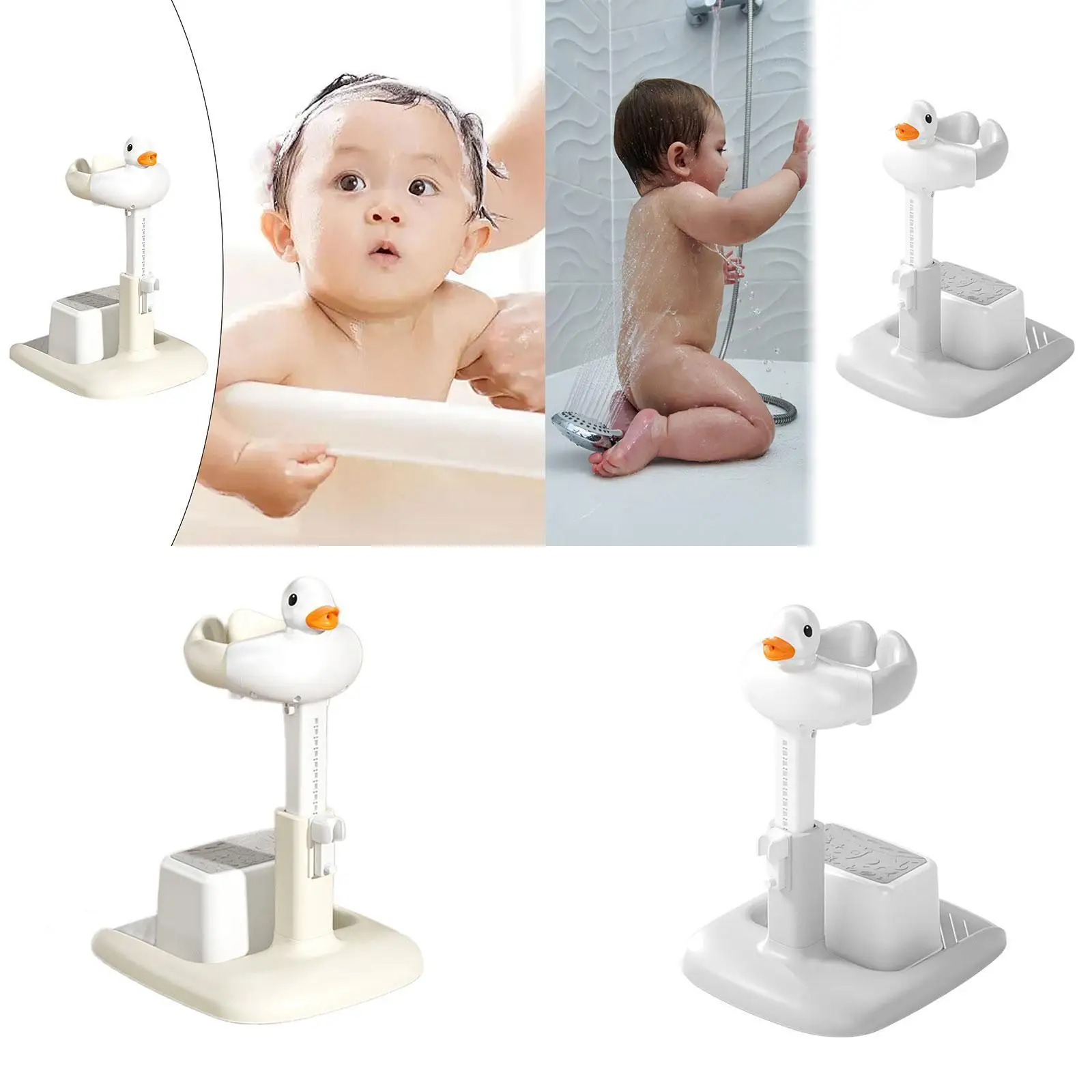 Baby Bath Support Use in The Sink Bathtub Adjustable Comfortable Bath Table with Stool Hug Tower for Newborn 0-6 Months Infants