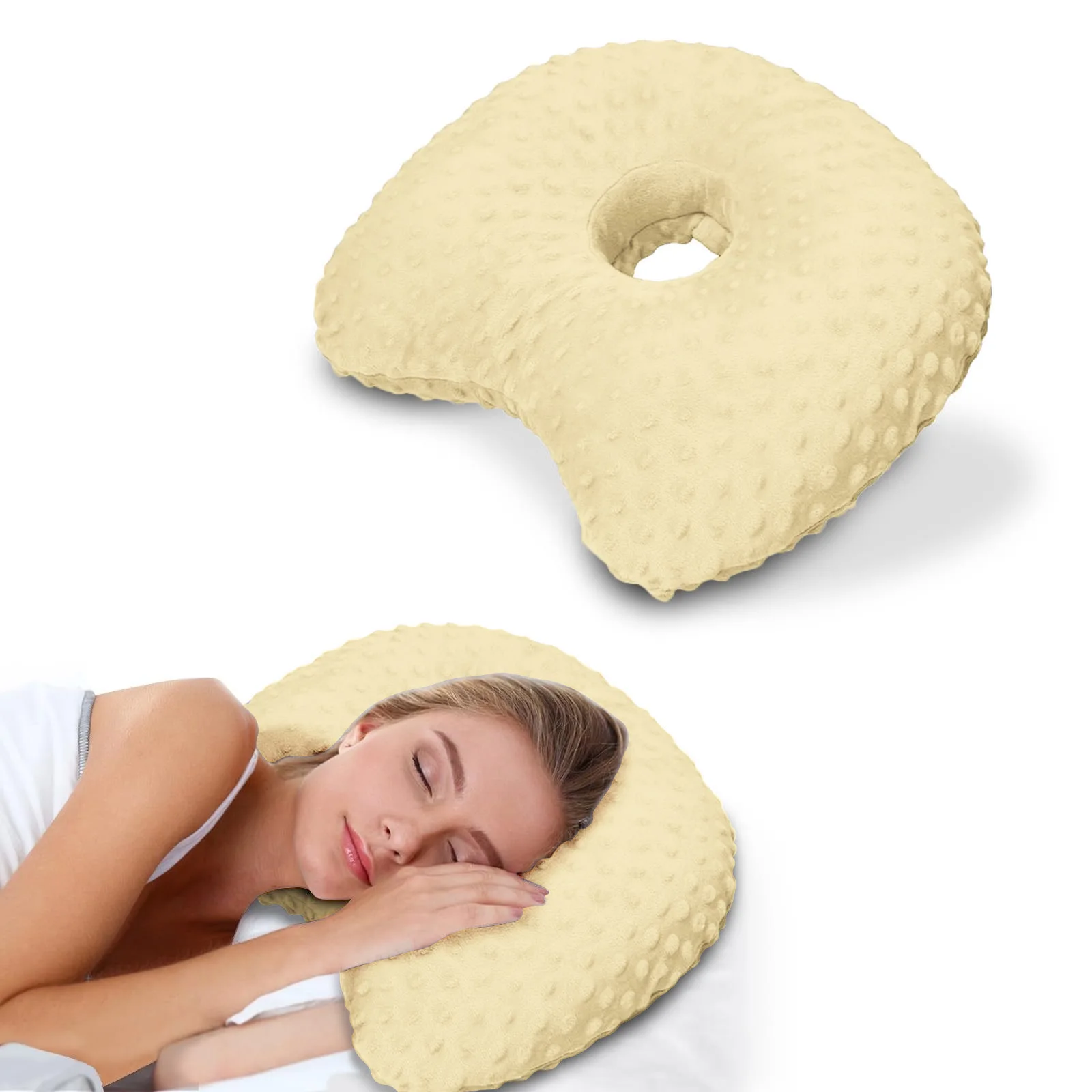 Cotton Filling Ear Piercing Pillow Ergonomic Portable Pillow with Ear Hole Breathable Comfortable Earring Pillow