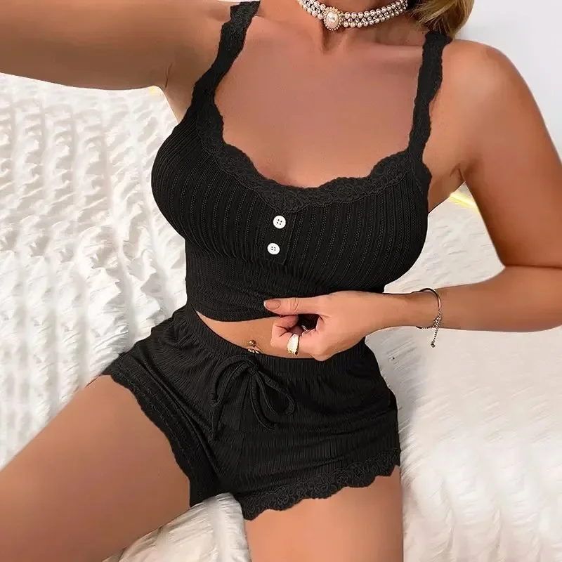 أطقم بيجامات نسائية بيجامة طقم صيفي نسائي مثير ملابس نوم نسائية للنوم سراويل نسائية ملابس داخلية لصالة النوم #4