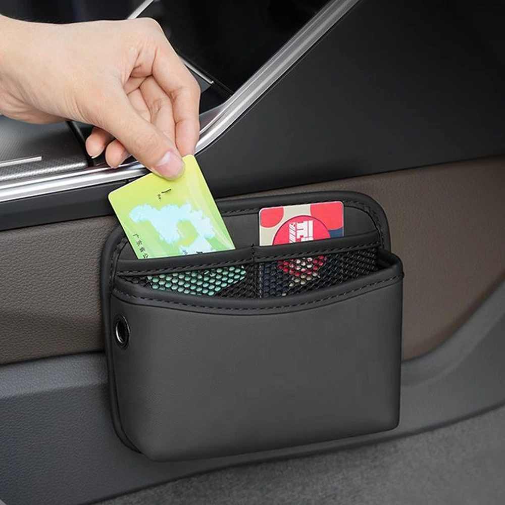 Auto-Türtasche, PU-Leder Auto-Netztasche Organizer für Karten, Handy, Sonnenbrille, Universelles Auto-Innenraum-Zubehör – Detail 5