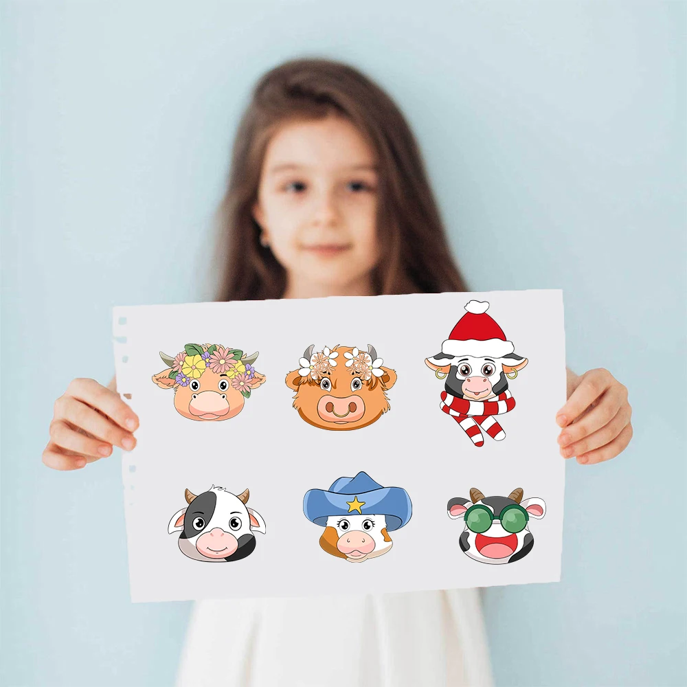 8PCS Cartoon Little Cow Face Changing Sticker Cartoon Graffiti Laptop Phone Skateboard Motorcycle Bicycle Stationery Sticker