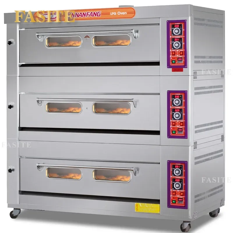 For Commercial Gas Oven Large Capacity 3 Layer 9 Plate Cake Pizza Baking Stove Industrial Kitchen Equipment