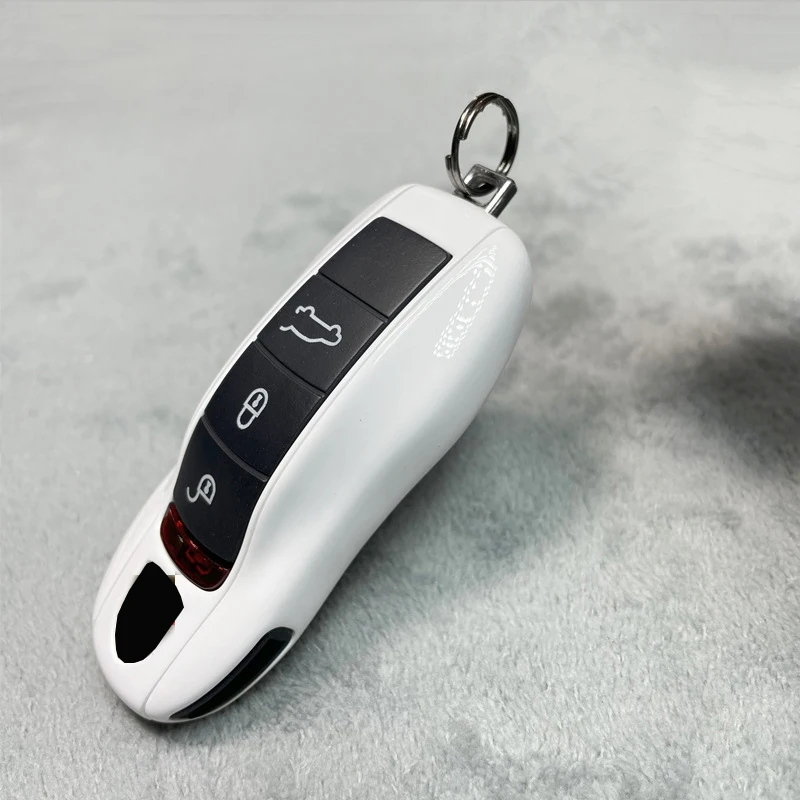 Key Case Pure White for Porsche 718 911 Panamera Cayenne Macan Boxster Cayman Car Key Shell Cover Remote Control Fob Replace