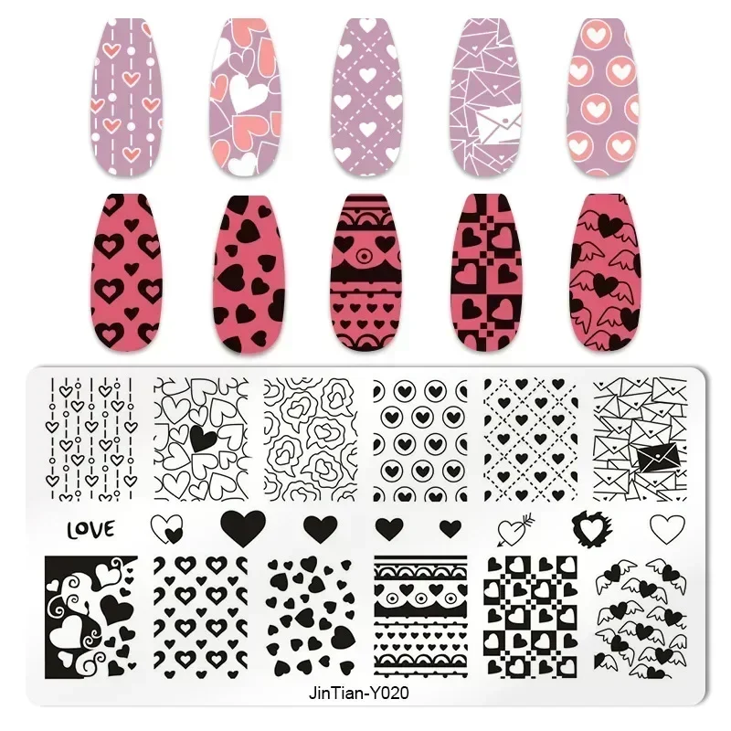 Valentine's Day Love Heart Serial Nail Art Templates Stamping Plate Design Stamp Templates Nail Design Tools Festival Templates