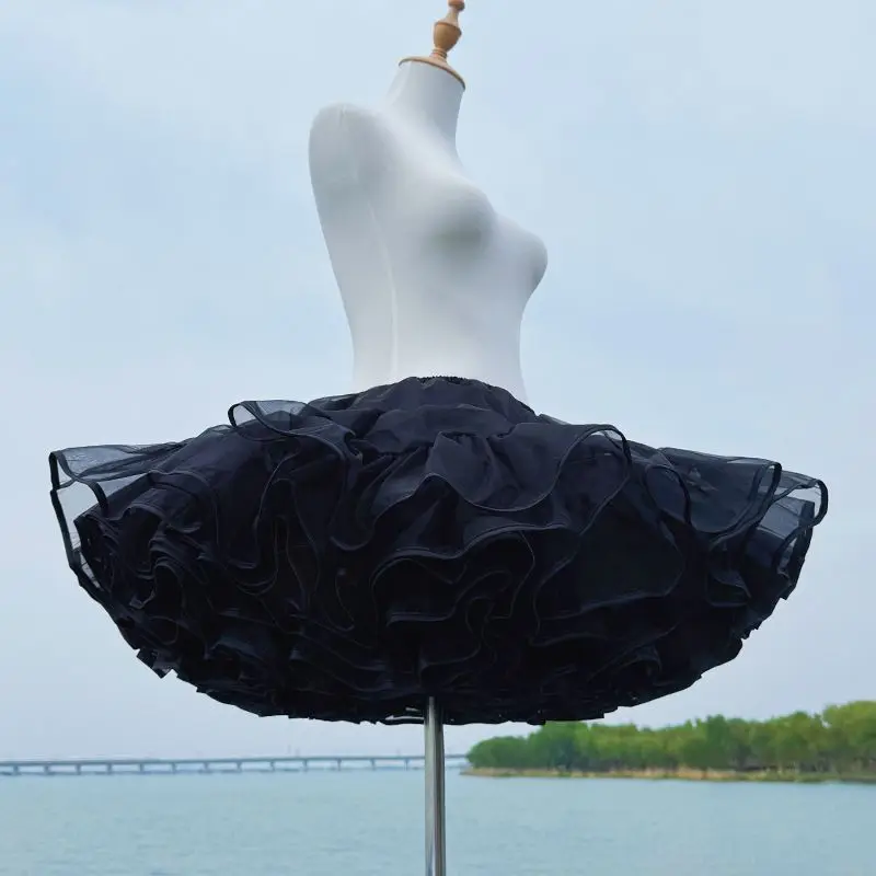 MAGOGO Lolita Violent Boneless Gauze Skirt Support Dog Short Daily Flying Gauze Petticoat Women Black Tutu Skirt