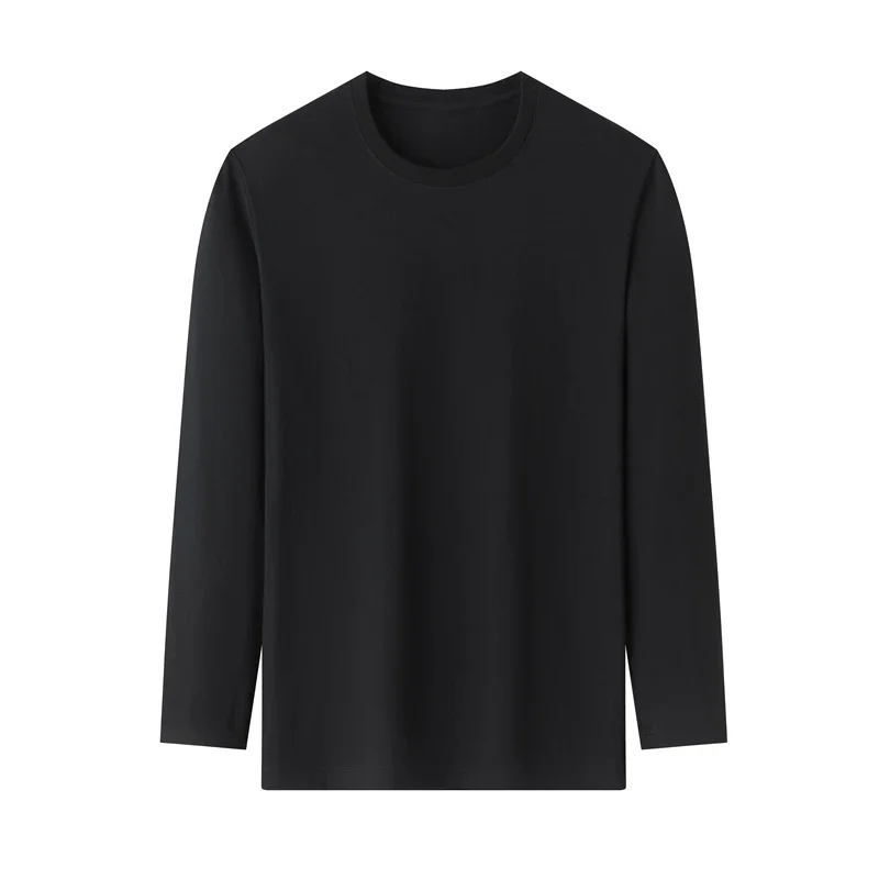 Heren effen kleur ronde hals lange mouw T-shirt katoen zomer comfortabel ademend casual top in verschillende kleuren