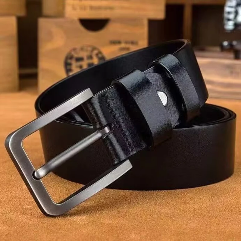 DUGARY Men vintage Leather Belt Metal simplicity Business Fashion Classic brand first layer Cowskin Waist Strap Jeans Men Belt