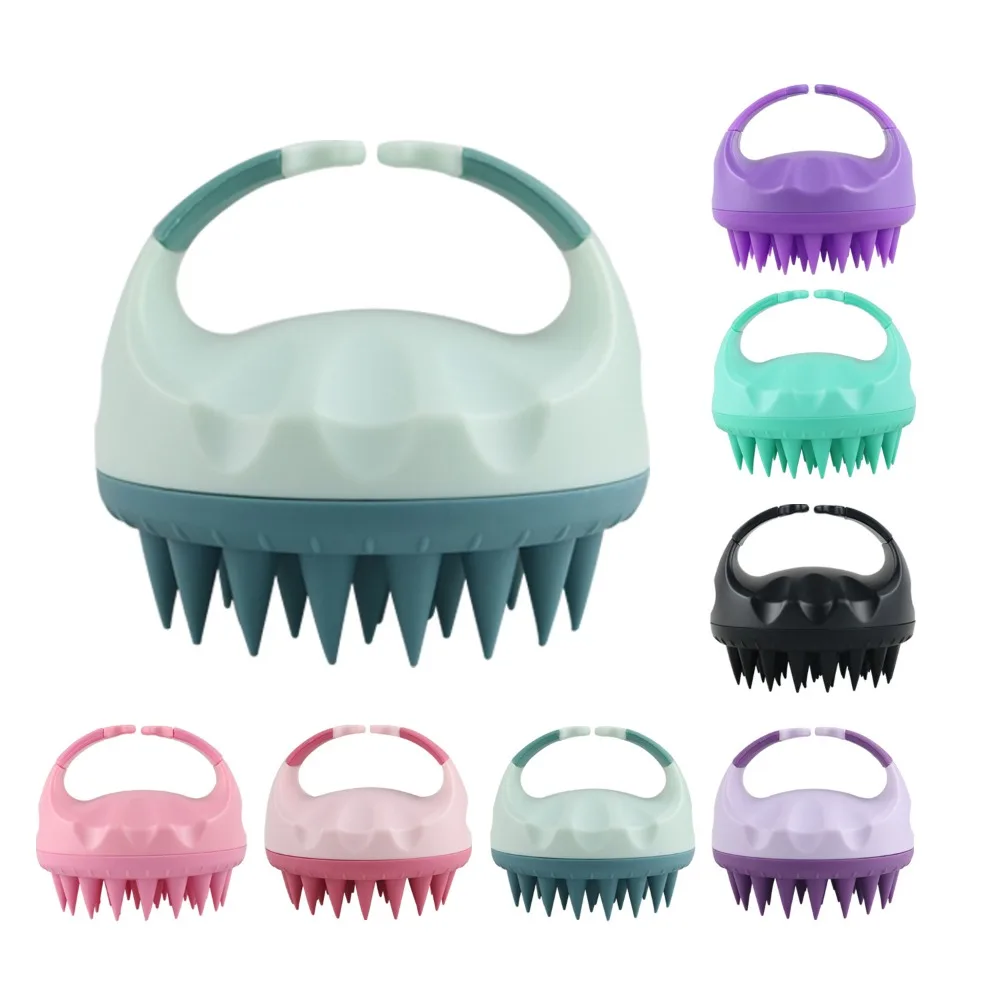Hair Scalp Massager Shampoo Brush Hair Scrubber Washing Brush Silicone Scalp Exfoliator for Dandruff Removal- Beige