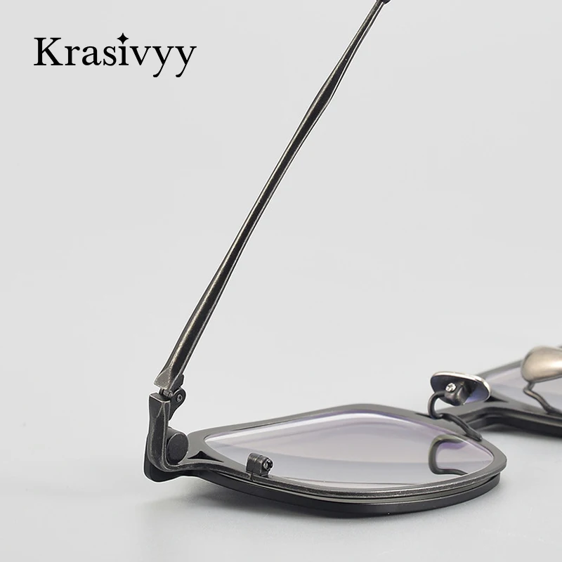 Krasivyy Square Magnet Clip Polarized Sunglasses Men Pure Titanium 2 In 1 Sun glasses Male Brand Eyeglasses Frame UV400 Shades