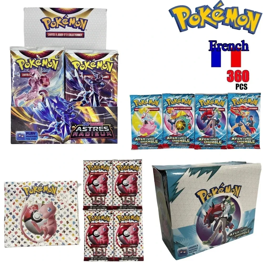 360Pcs Pokémon Scarlet Violet 151 Prismatic Aventures French Booster Packs Trading Game Battle Cards Gift for Kids