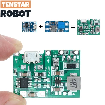 แบตเตอรี่ลิเธียม Li-Ion 18650 3.7V 4.2V แบตเตอรี่ Charger Board DC-DC Step Up Boost โมดูล TP4056 + MT3608 ชุด DIY อะไหล่