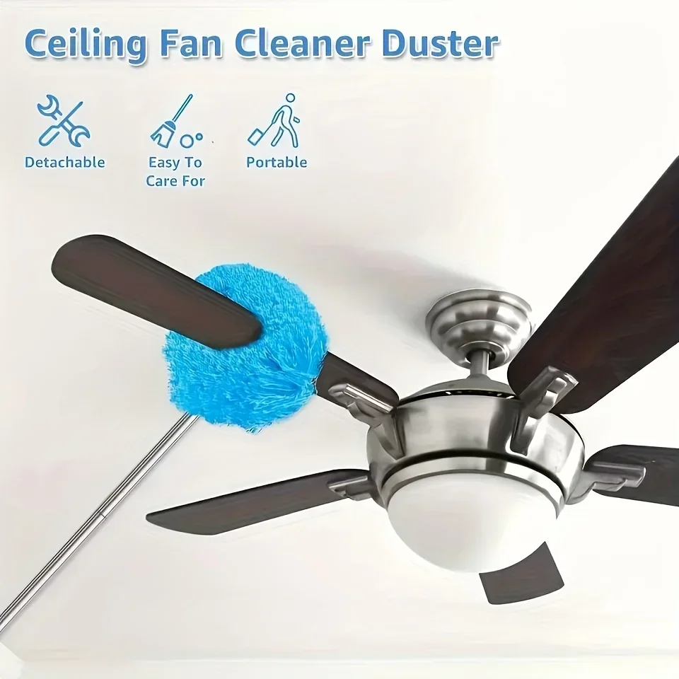 Microfiber Ceiling Fan Duster Extends Up To Long Handled Dust Locking Reusable and Cleaner Brush for Effortless Cleaning